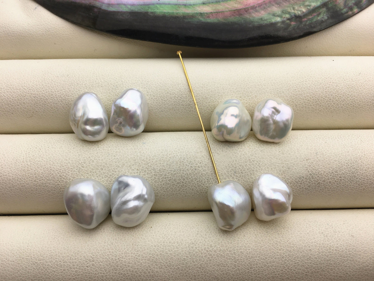 1 pair AAA 10-11mm White keshi pearls Pair,for make dangle earrings,baroque pearl,loose pearl beads,very high luster,ZS-127-62-11