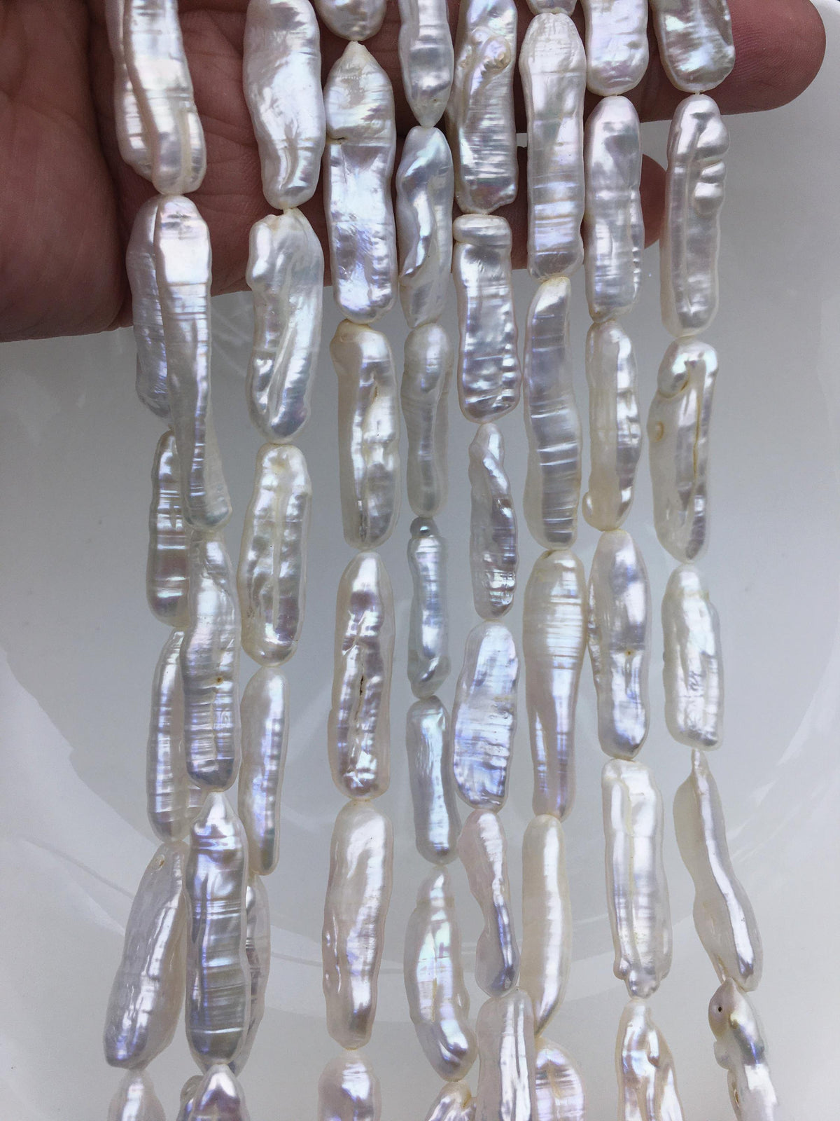 AA+ 8-10mm white Thick Keshi Biwa Pearl Necklace,ZS-200-120-13