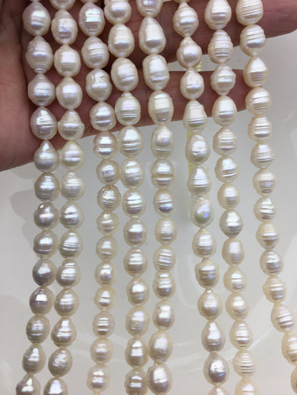 AA 7-8.5mm white baroque Freshwater pearl - full strand - FL10-T8