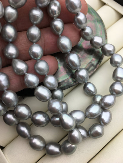 32'' AA+ 8.3-9mm gray rice pearl Necklace,NPN1-152
