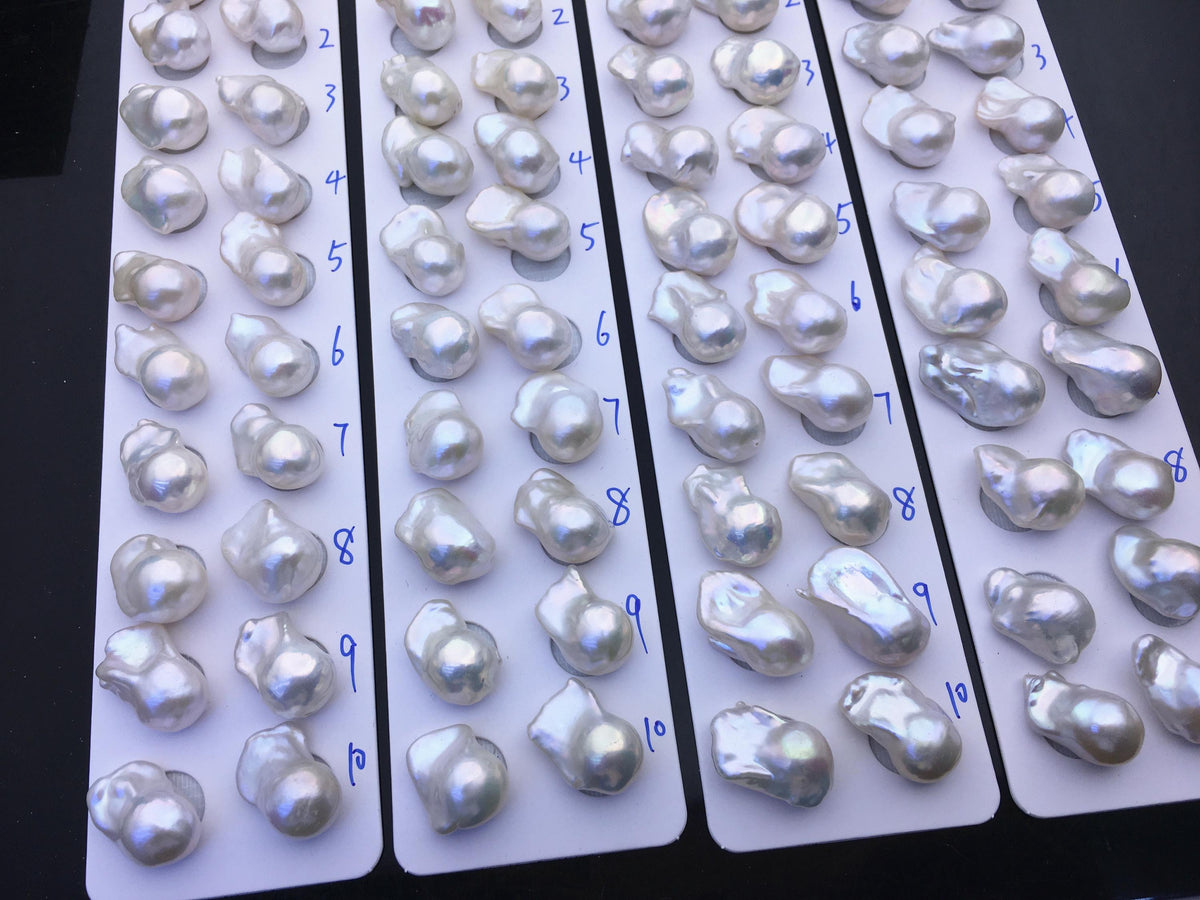AAA 13-15x18-22mm White Flame ball Pearl Pairs - large Baroque freshwater pearl pairs,top half hole,FL15-3A-8-75