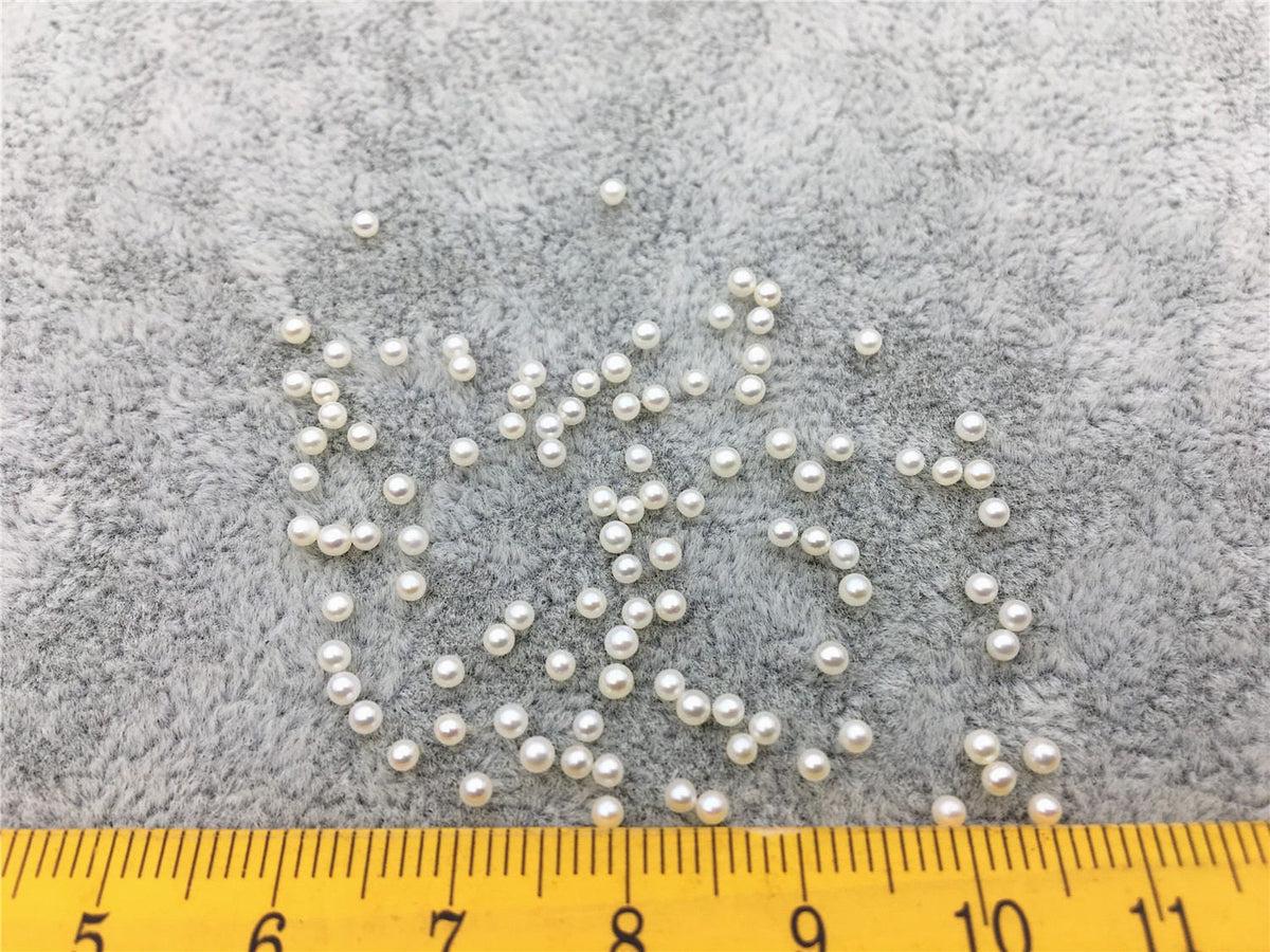 5pcs AAAA 2-2.2mm white round seed freshwater pearls,no hole,tiny pearl supply,good quality,through hole,RP2-4A-1