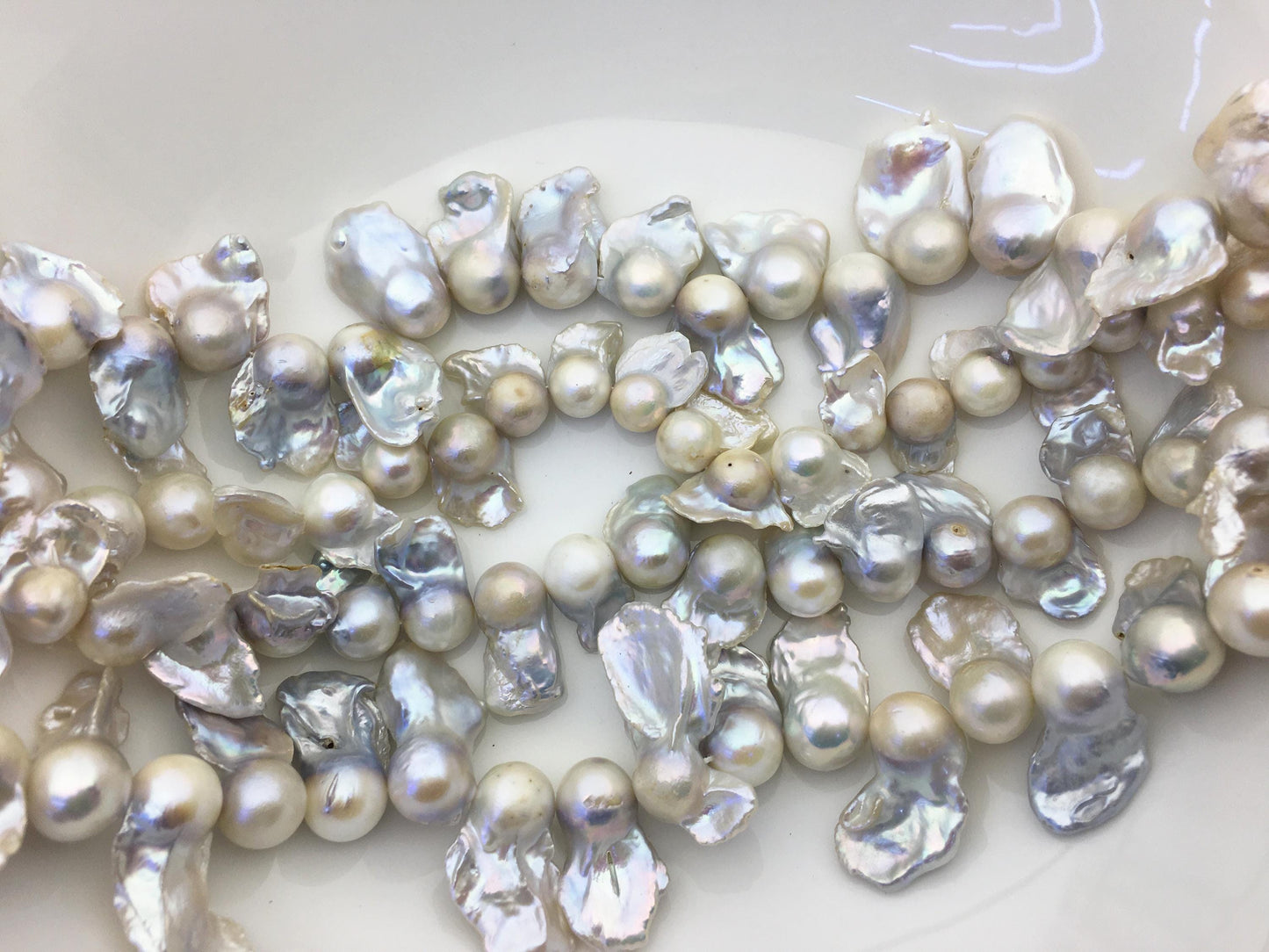 15.5'' A- 12-15mm white flame ball pearl,FL15-2A-5-97