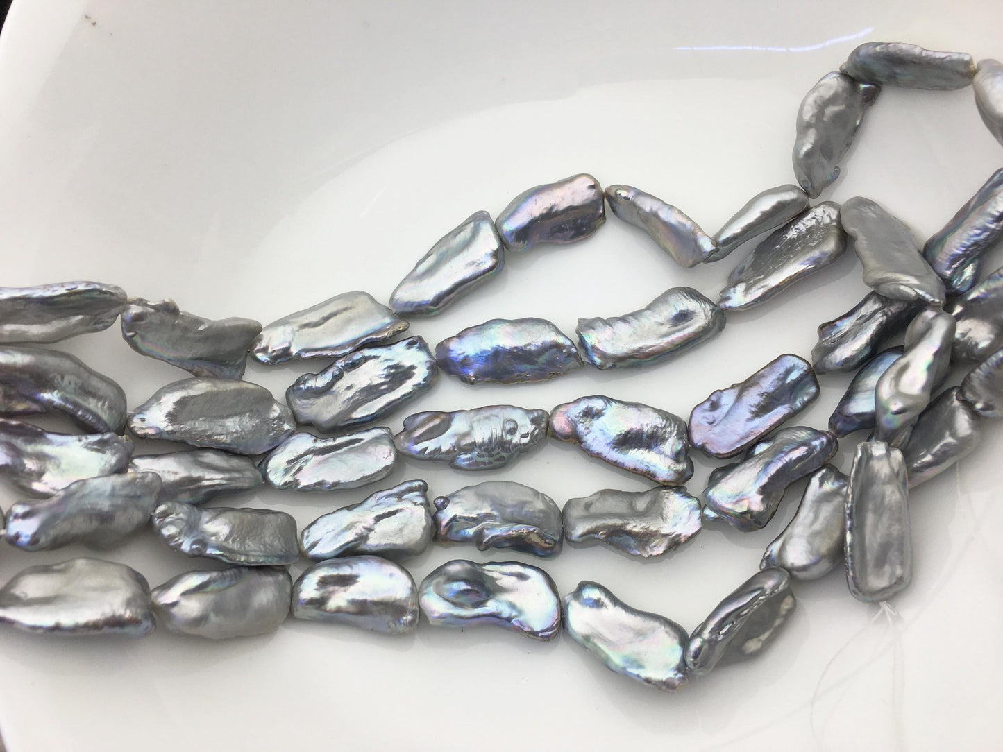 AA+ 11-15mm big gray Thick Keshi Biwa Pearl Necklace,ZS-200-120-25