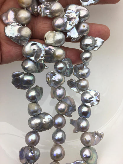 15.5'' A 12-15mm gray flame ball pearl,FL15-2A-5-57