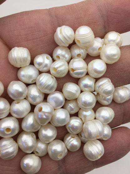 30pcs AA 9-10mm white potato freshwater pearls,2.2mm large hole,CR9-2A-9