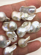 5pcs AA+ 14-17mm Huge White Flame ball Pearl - 2.2mm side large hole,FL15-T6