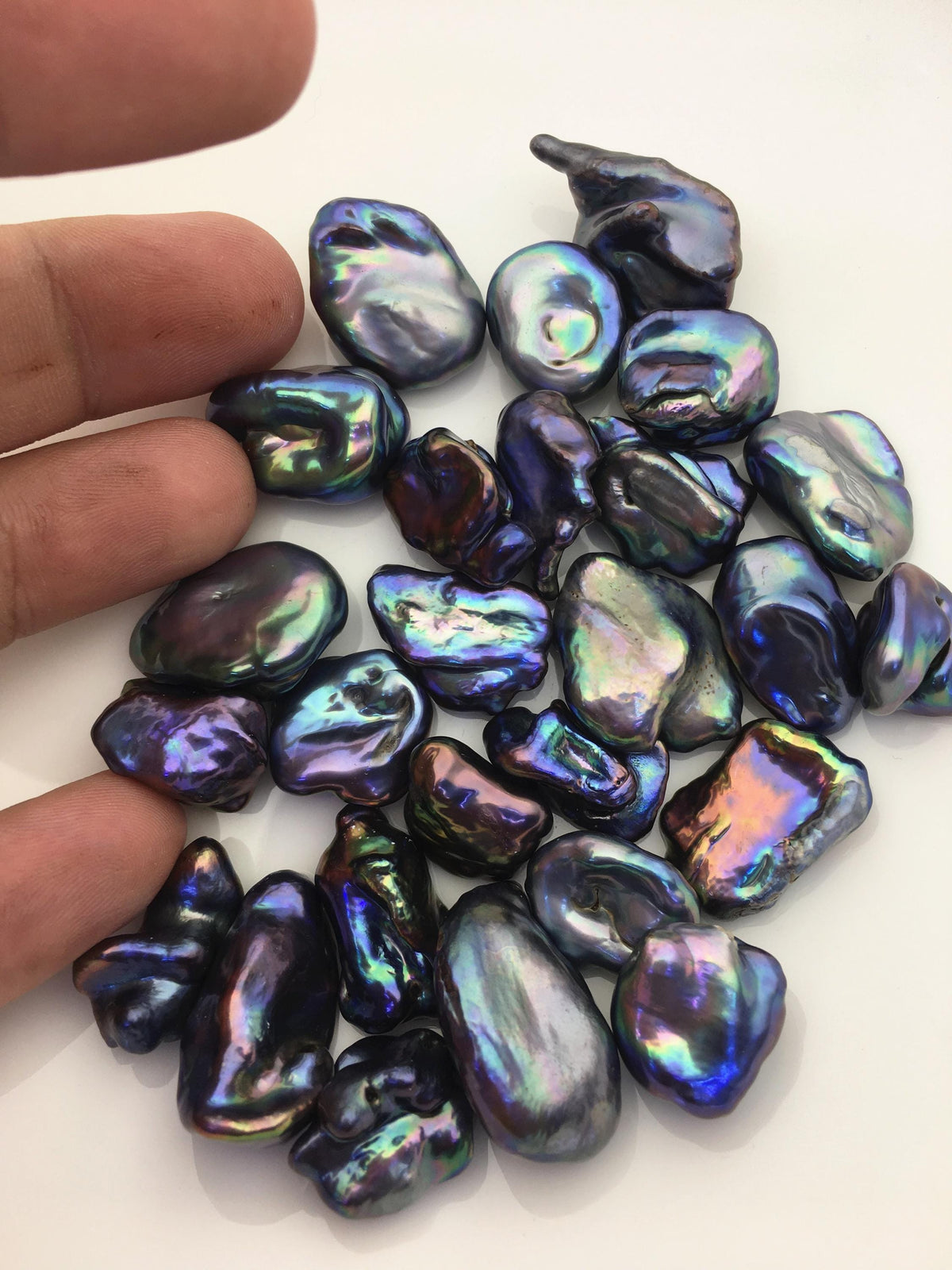 26pcs AA+ 18-21mm black blue green keshi freshwater pearls, no hole,ZS-T50