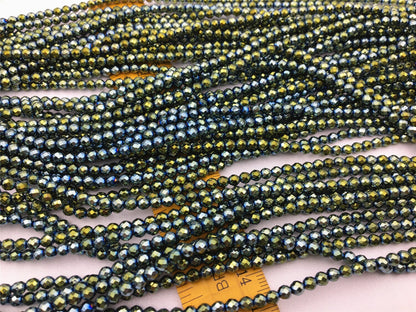 Hematite Green Rainbow,4mm Round Beads,AAA,105 beads,15.5 inches,G50-R4-006