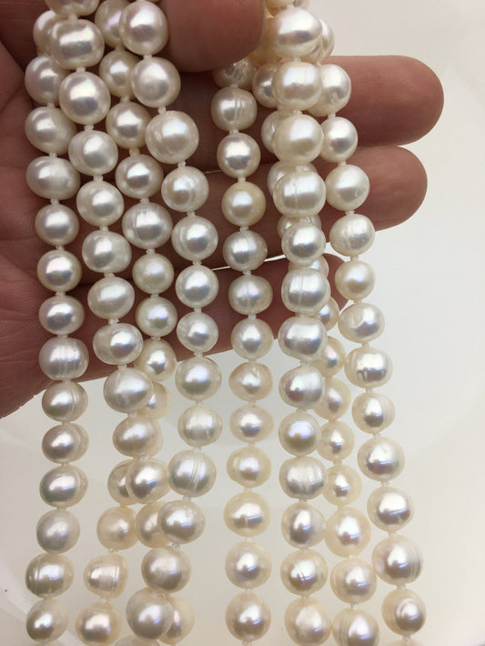 58'' 8mm white potato Freshwater Pearl Necklace,NPN1-049