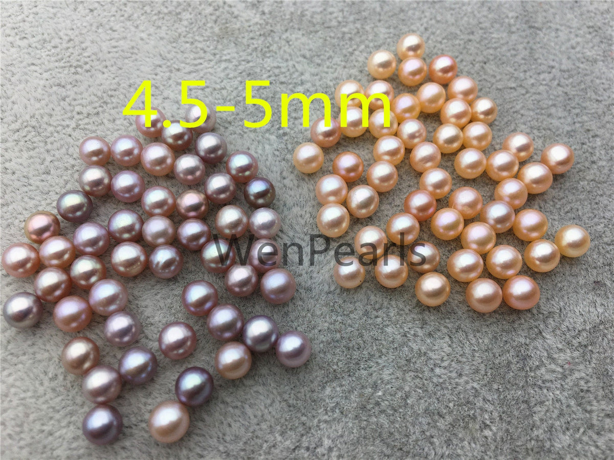 5pcs AAA 4.5-5mm pink/purple seed pearl bead,small freshwater round loose pearl wholesale,tiny pearl supply,half hole,no hole,RP4-3A-3