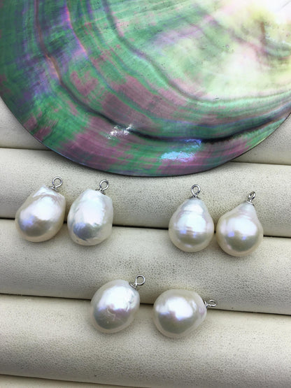 2 pairs AAA 11-12mm White baroque drop edison freshwater pearl Pair,ED11-3A-2-10