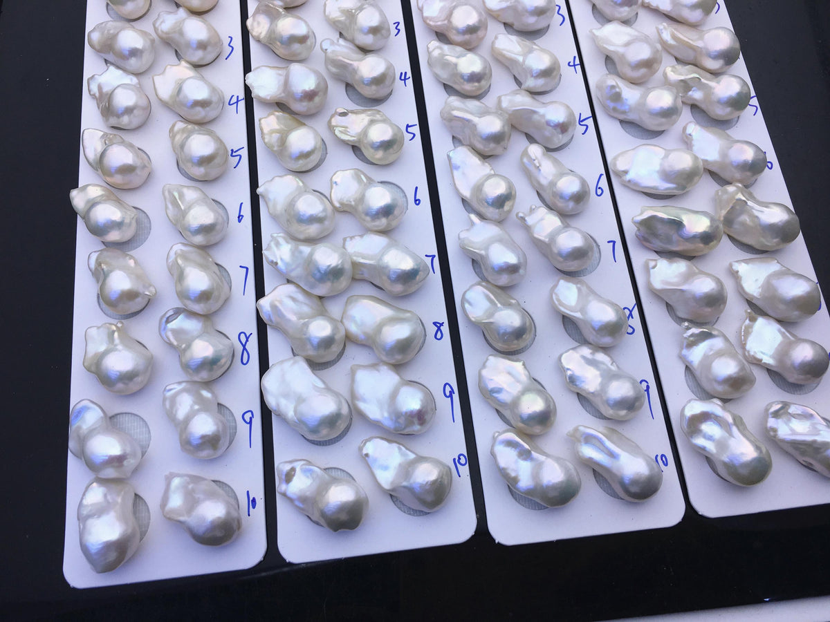 AAA 13-15x18-22mm White Flame ball Pearl Pairs - large Baroque freshwater pearl pairs,top half hole,FL15-3A-8-71