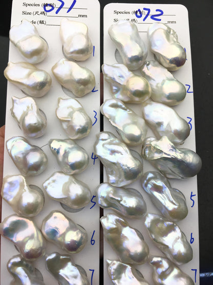 1 pair AAA 14-18x20-28mm White Flame ball Pearl Pairs-0.9mm top half hole-large Baroque freshwater pearl pairs,Fire Ball Pearl,FL15-3A-8-43