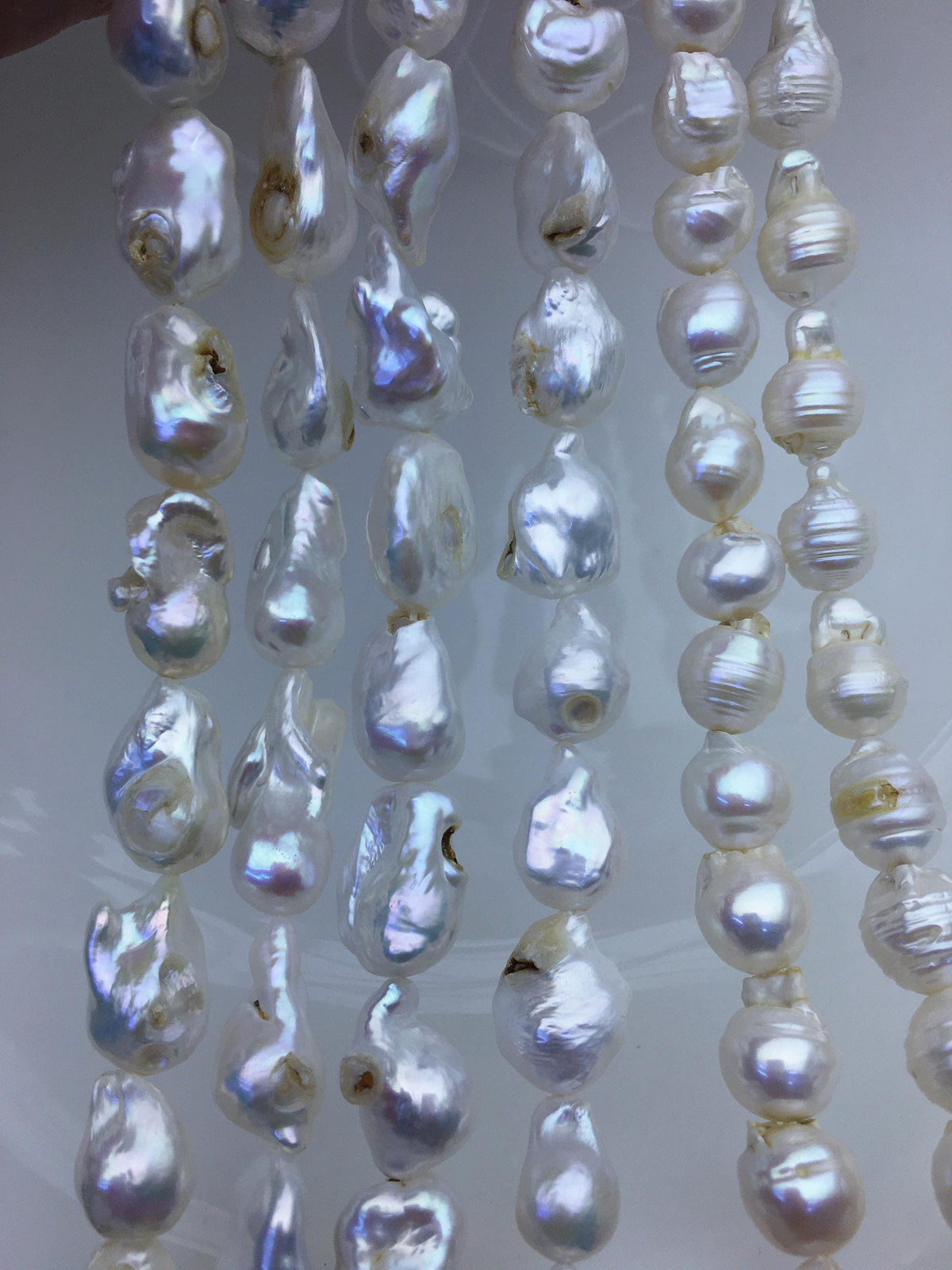 6 strands 15.5'' A- 8-11mm white flame ball pearl,FL15-2A-5-88