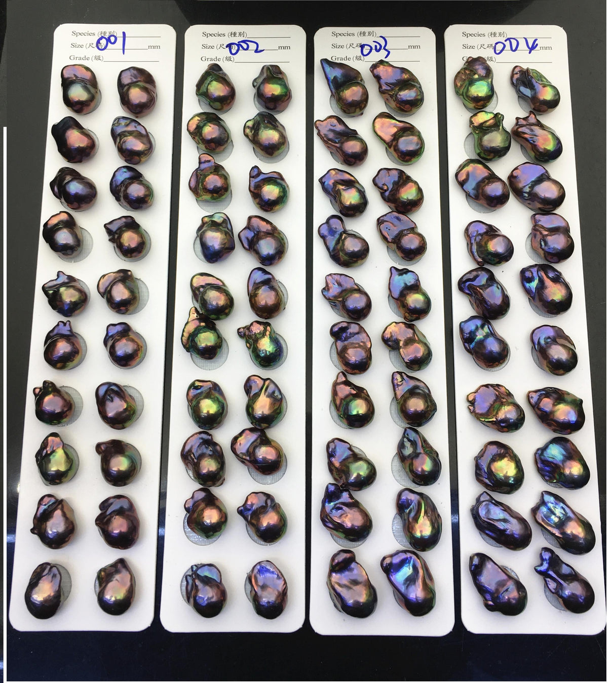 10pairs AAA/AA+ 12-16mm Black Rainbow Flame ball Pearl Pairs,0.9mm top half hole,FL15-3A-8-1