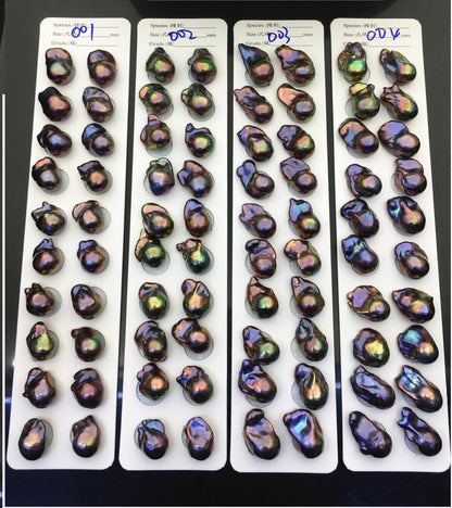 10pairs AAA/AA+ 12-16mm Black Rainbow Flame ball Pearl Pairs,0.9mm top half hole,FL15-3A-8-1