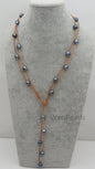 Deep blue rice pearl and leather necklace,Baroque Freshwater Pearl Drop Necklace,drop pearl necklace,wholesale,Le4-112