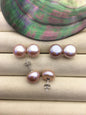 1 pair AAA 11-12mm purple button round Pearl Stud Earrings,freshwater pearl earrings,Wedding,classic pearl studs,SE1-069-23