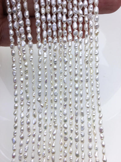 AAA- 2.8-3.2mm white nugget seed pearls,irregular nugget freshwater pearl strand,cheap price,pearl factory china,LM2-3A-1