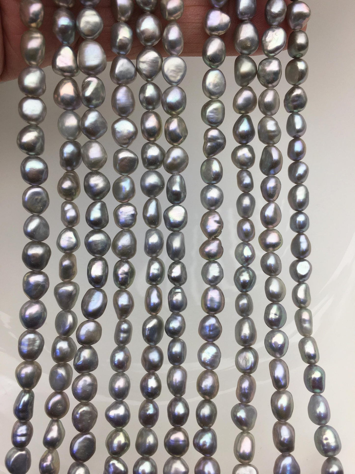 AAA 6-6.5mm gray nugget freshwater pearls,3A baroque pearl,irregular nugget freshwater pearl strand,LM6-3A-20