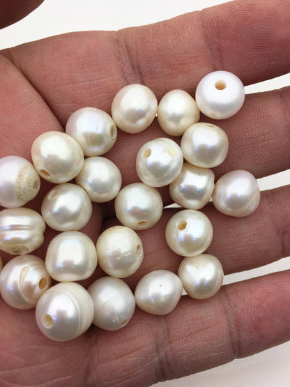 20pcs AA 10.4-11.4mm white Rondelle freshwater pearls,2.2mm large hole,SM11-2A-4