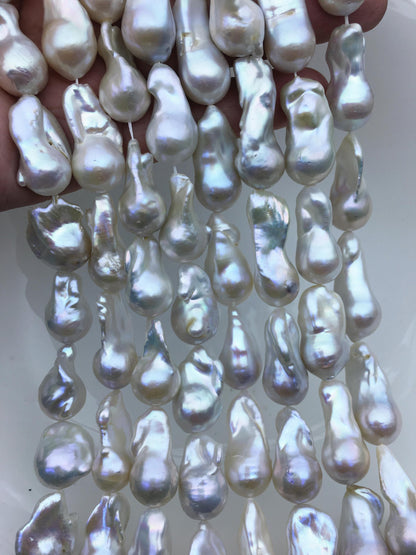 15.5'' AAA 13-15mm White flame ball pearl,FL15-3A-7-30