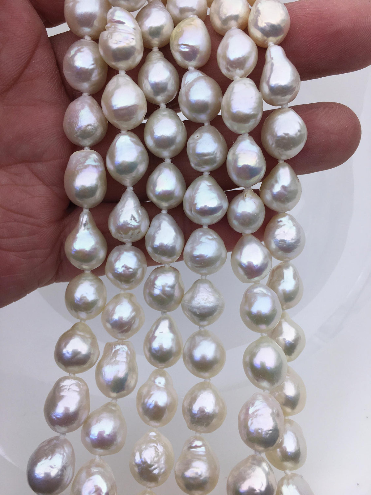 17'' AA+ 9-11mm white baroque drop edison freshwater pearl necklace,NPN1-T30-11