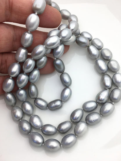 32'' AA+ 9.5-10mm gray rice pearl Necklace,NPN1-T20