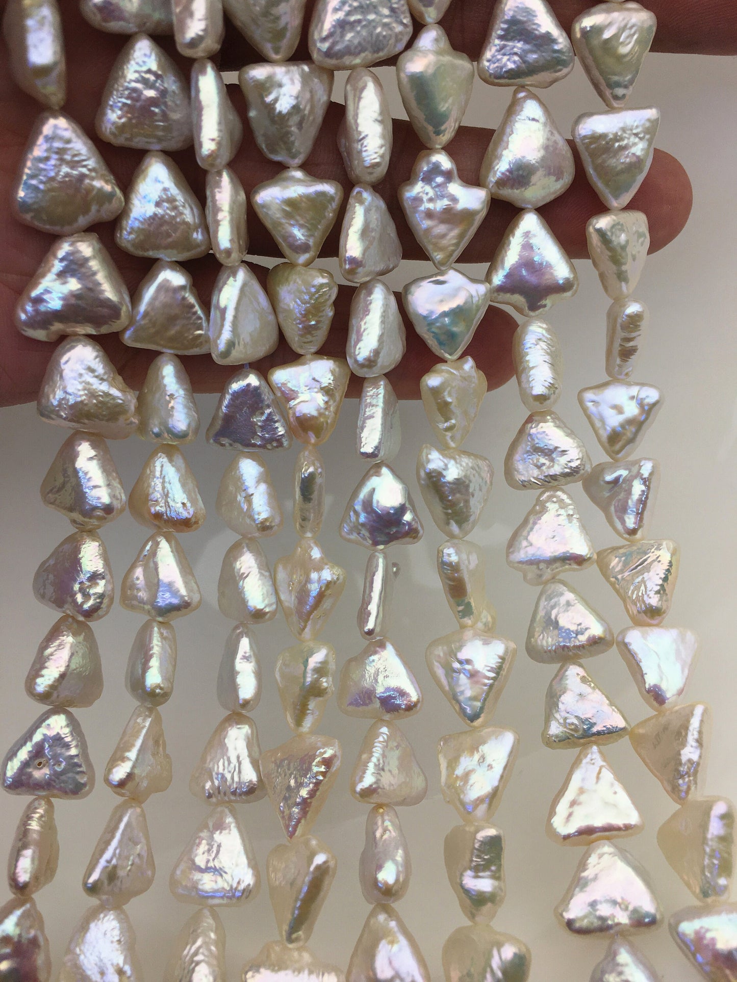 AAA 11-13mm White Thick Triangle Shape Freshwater Pearl,ZS-103-6