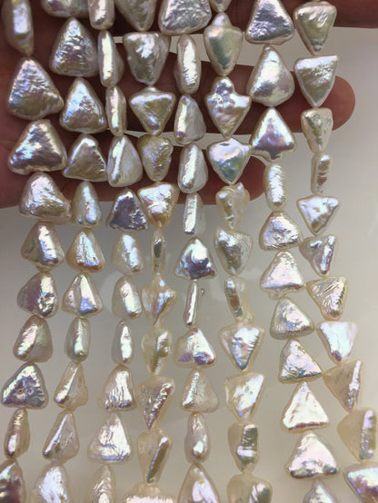 AAA 11-13mm White Thick Triangle Shape Freshwater Pearl,ZS-103-6