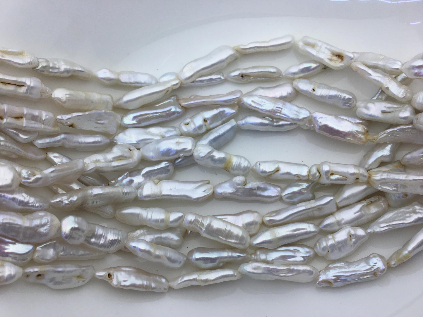A 7-9mm white Thick Keshi Biwa Pearl Necklace,ZS-200-120-10
