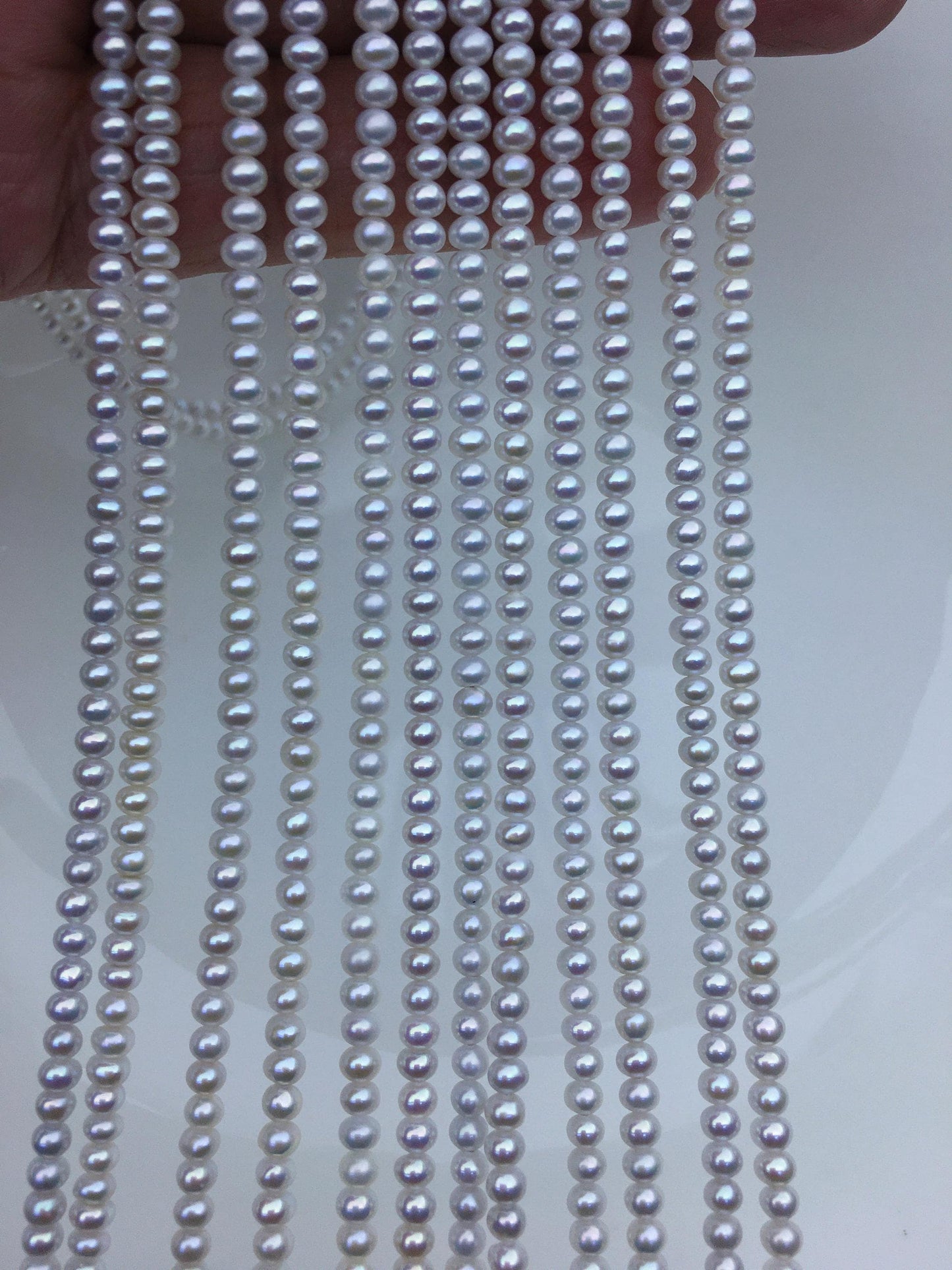 AAA 3.5-4mm tiny white button round freshwater pearls,nucleus pearl,Rondelle pearl Beads,SM3-T1