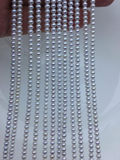AAA 3.5-4mm tiny white button round freshwater pearls,nucleus pearl,Rondelle pearl Beads,SM3-T1