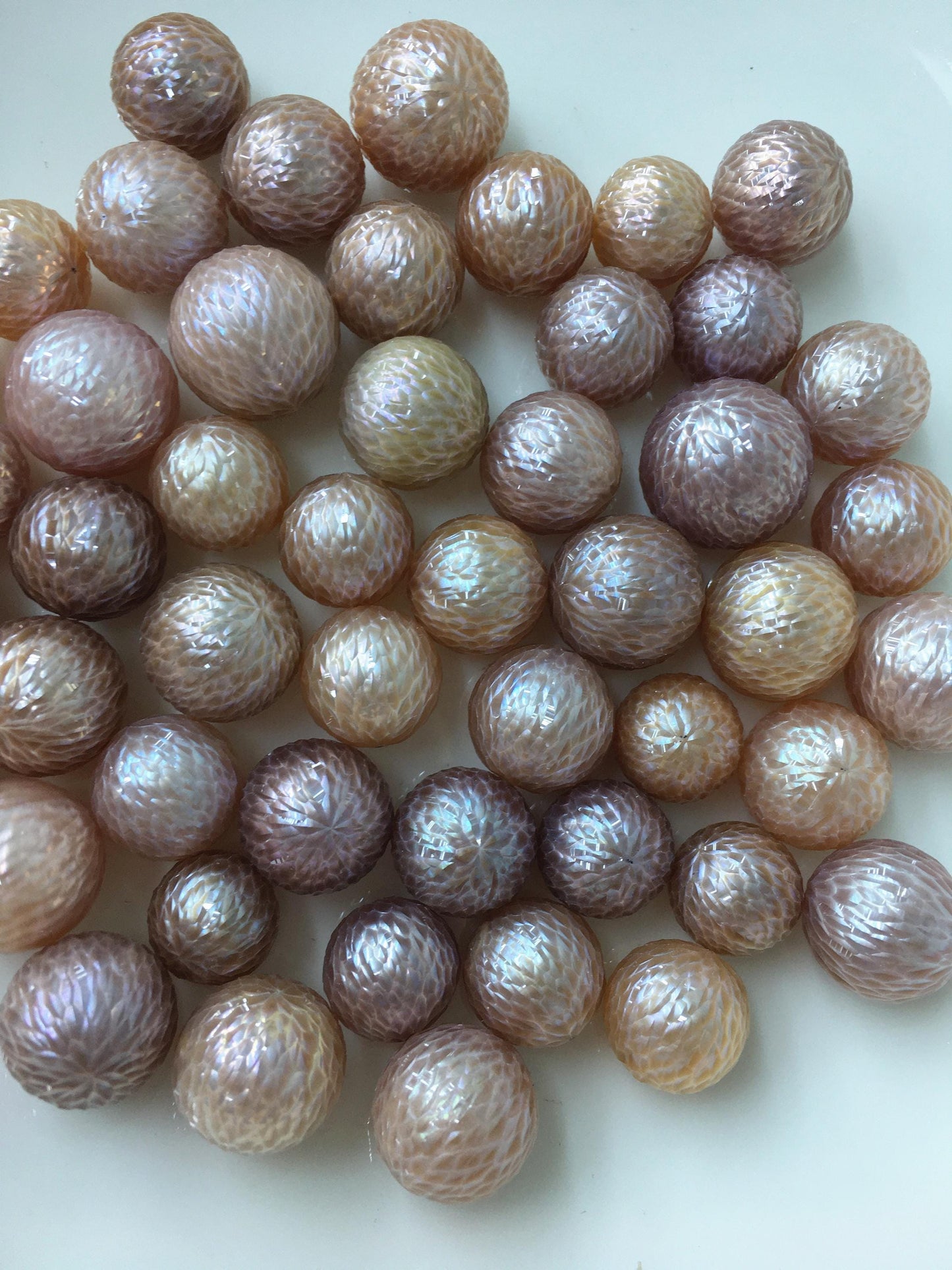 Shine!1pc AA+ 11-13mm purple Near Round Carved Freshwater Pearl - no hole - Hand Carved - CAC-FLW-8-3
