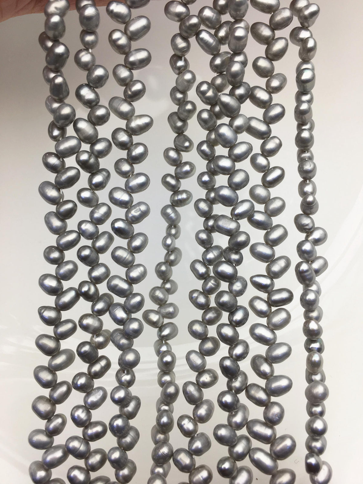 AA+ 4-4.5mm gray rice pearls,full strand,oval loose pearl beads,diy pearl,genuine pearl,Cultured pearl,diy pearl beads,LR4-T7