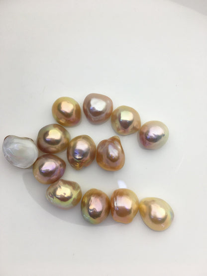 13pcs AAA 14-15mm natural color Baroque Teardrop Mabe Freshwater Pearls,no hole,MB-T33
