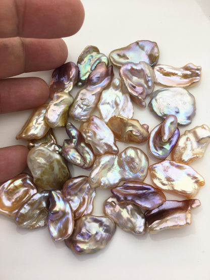 23pcs AAA/AA+ 11-18mm natural mix color rainbow keshi Freshwater Pearls,no hole,ZS-127-1-15