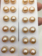 2 pairs AAA 10-10.5mm orange round freshwater pearls pair,half hole,RP10-3A-2