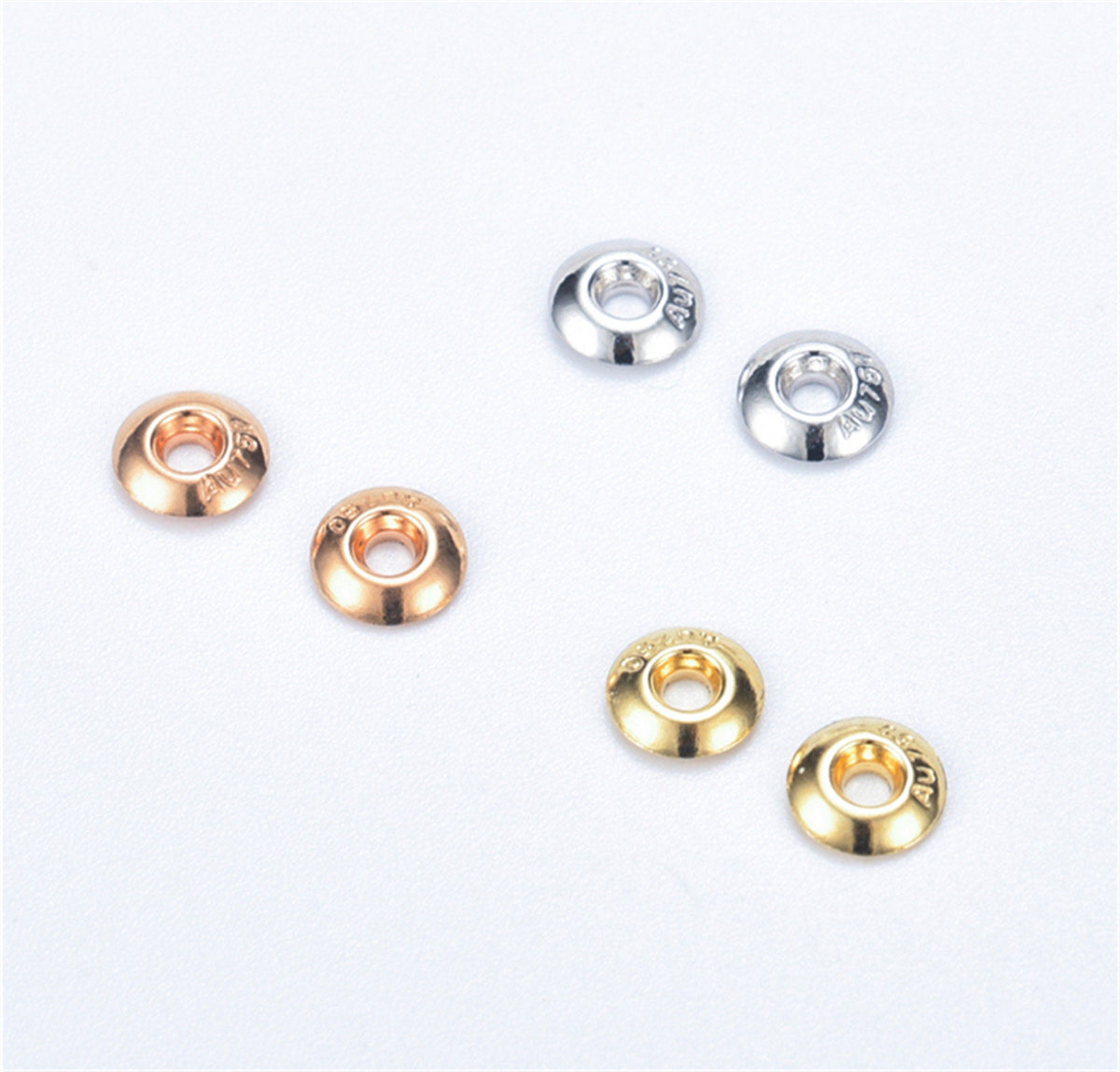 18K White/Yellow/Rose Gold 3.5mm/4.5mm Bead Grommet with 1.8mm Pearl Hole,for DIY,wholesale,ASG-006-1