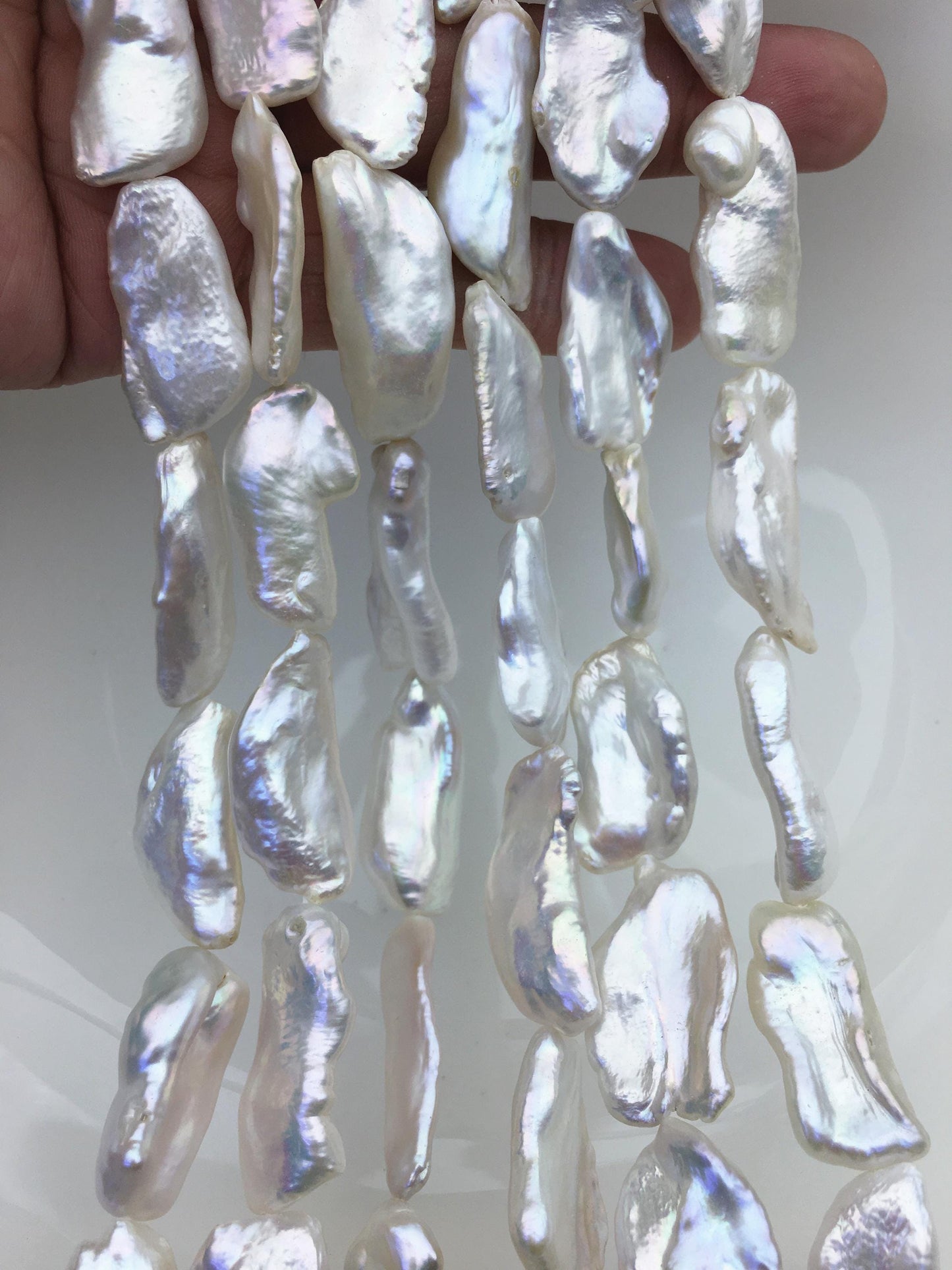 AAA 12-15mm white Keshi Biwa Pearl Necklace,ZS-200-120-22