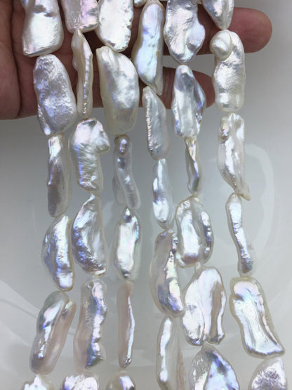 AAA 12-15mm white Keshi Biwa Pearl Necklace,ZS-200-120-22