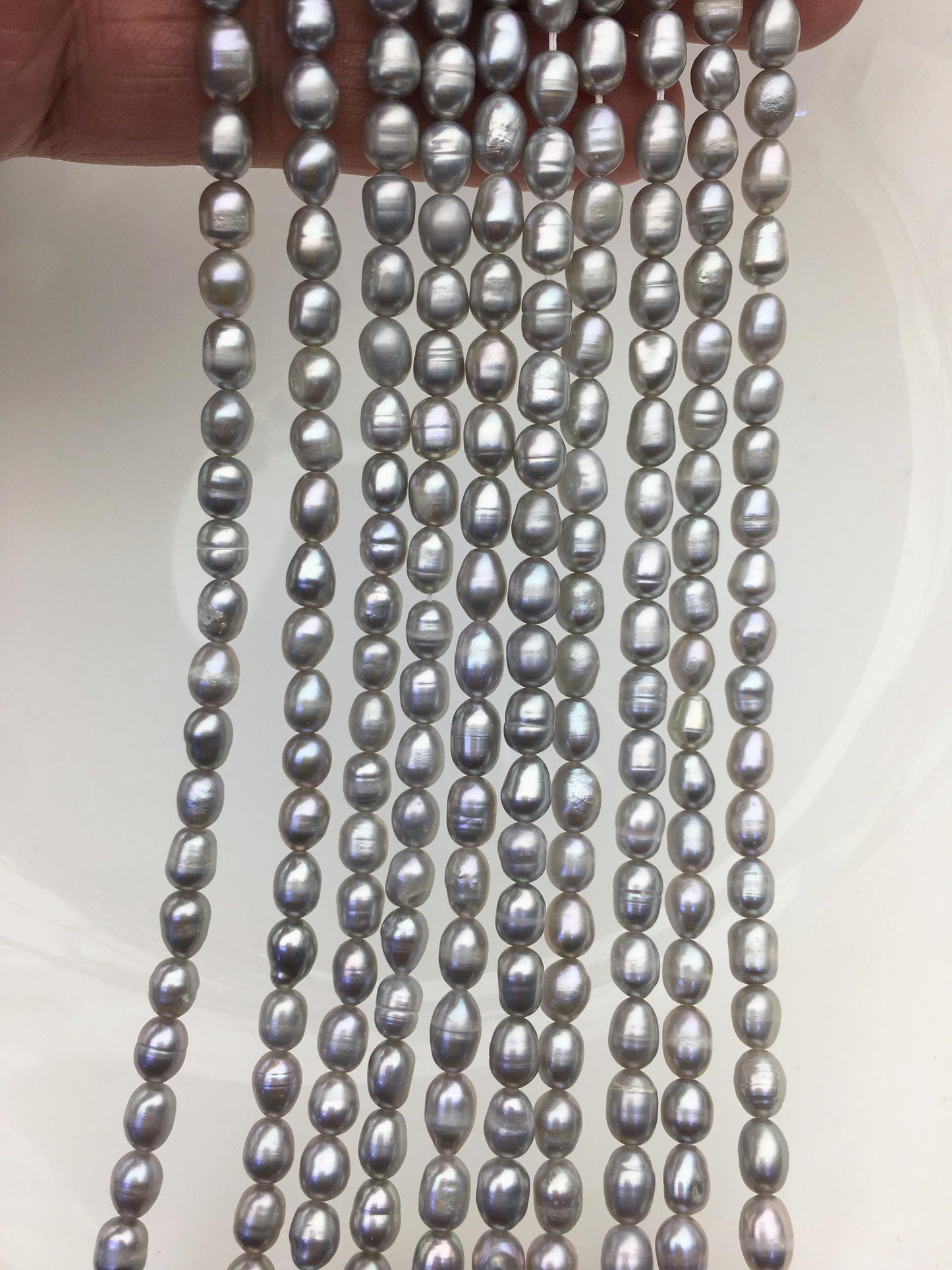 2 strands AA 5-5.5x5-7mm gray rice freshwater pearls,LR5-T1