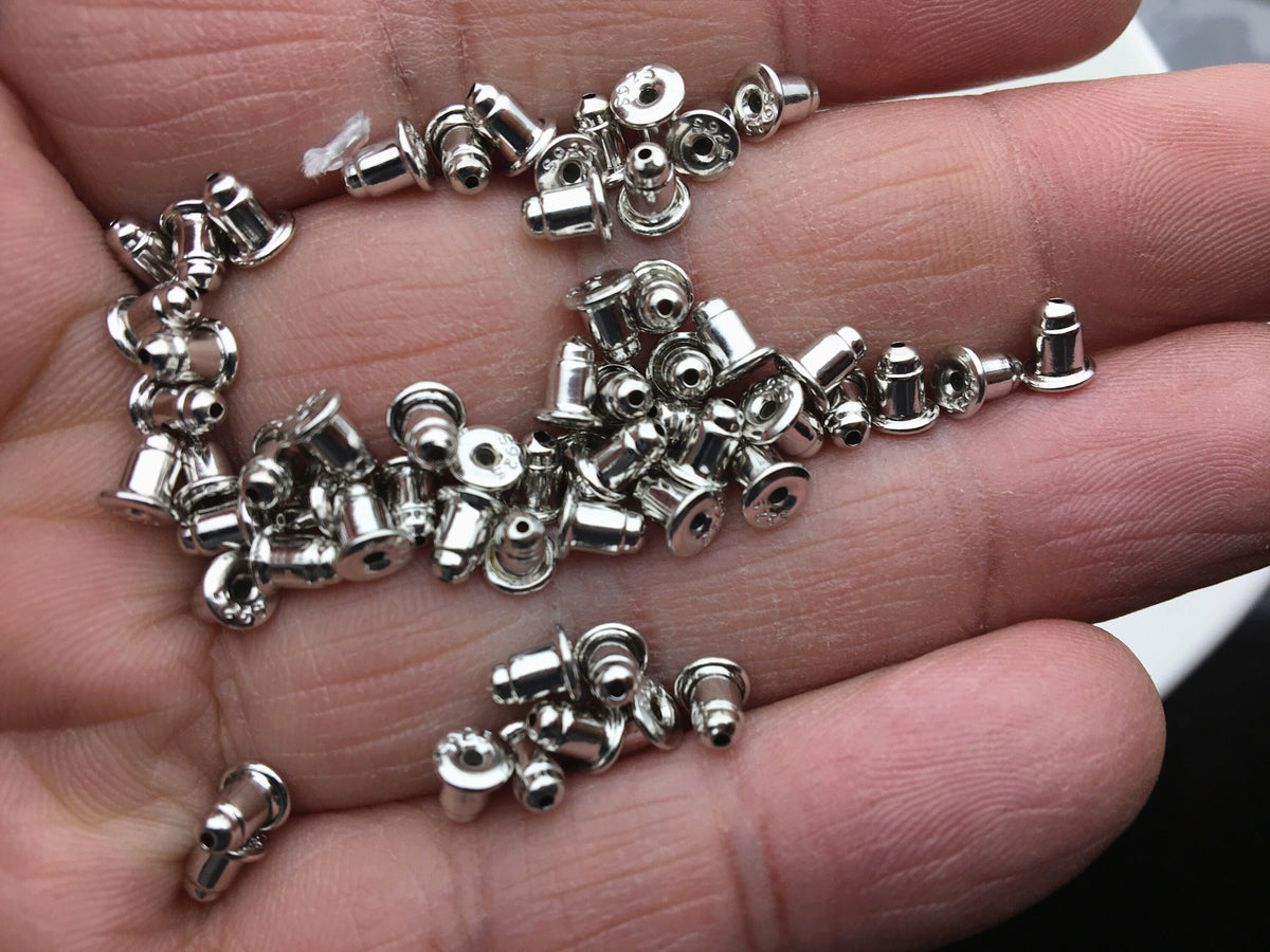 5 pairs 5x4.5x3mm Bullet Clutch Findings Posts, Safety Backs Posts Flat Pad Blank Earring Pin Studs for DIY Jewellery Making,ASL-ER-014
