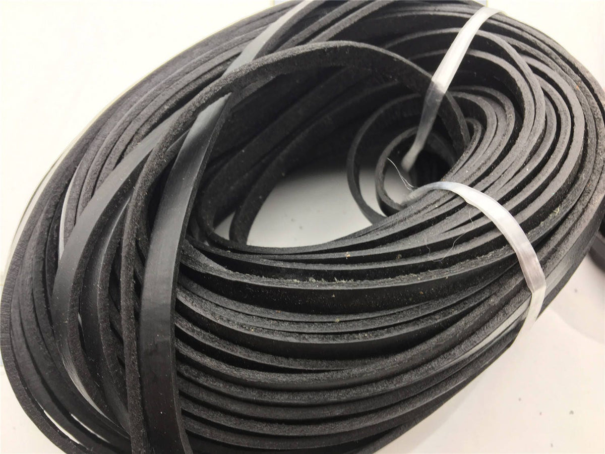 7-8mmx2mm Flat Black/coffer Color Leather Cord,Select Length,Wholesale Jewelry Supplies,Distressed Matte Finish,LC7-201