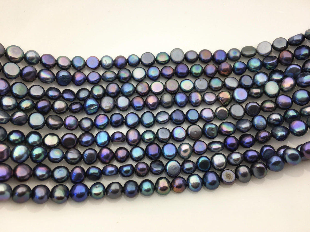 AAA 7-8mm blue black nugget freshwater pearls,irregular nugget freshwater pearl strand,LM7-T11
