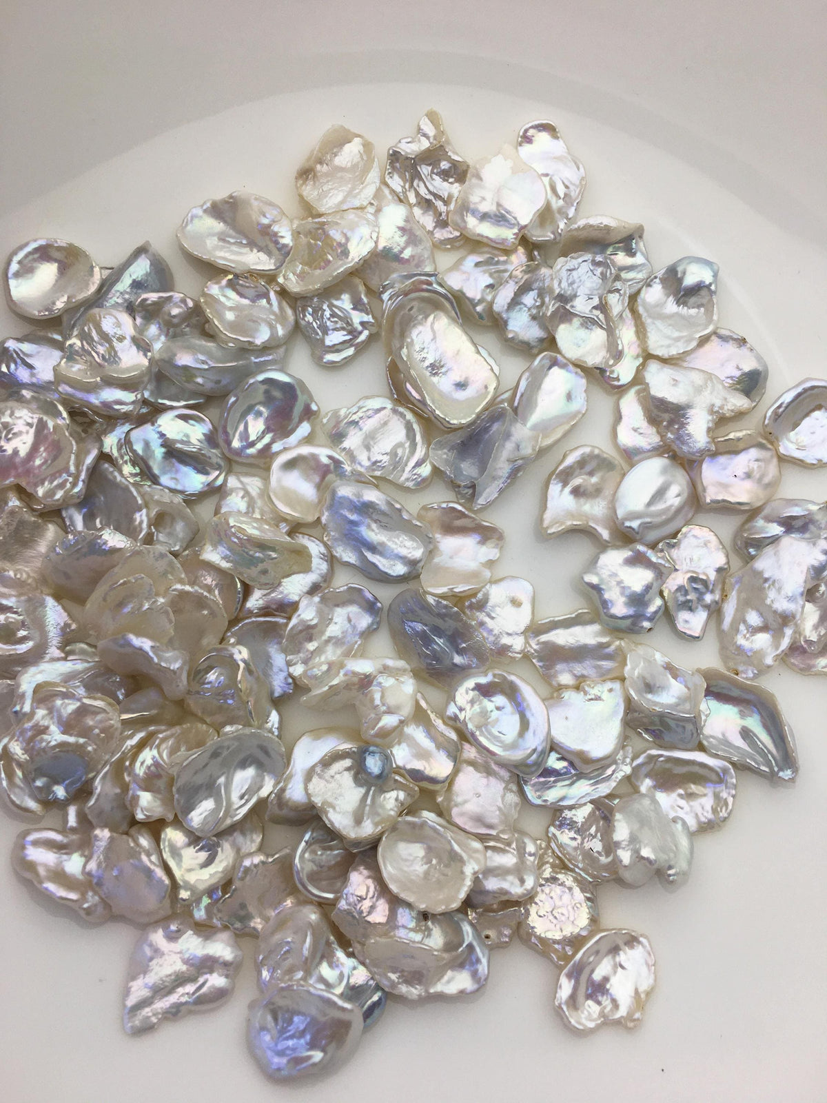 30pcs AAA/AA+ 11-12mm white thin keshi freshwater pearls,no hole,ZS-127-2