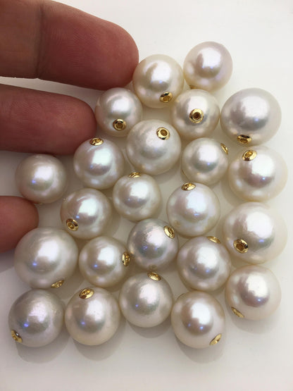 1pc AA+ 11-16mm 18k solid gold White Round Edison Pearl Pendant,NC1-015