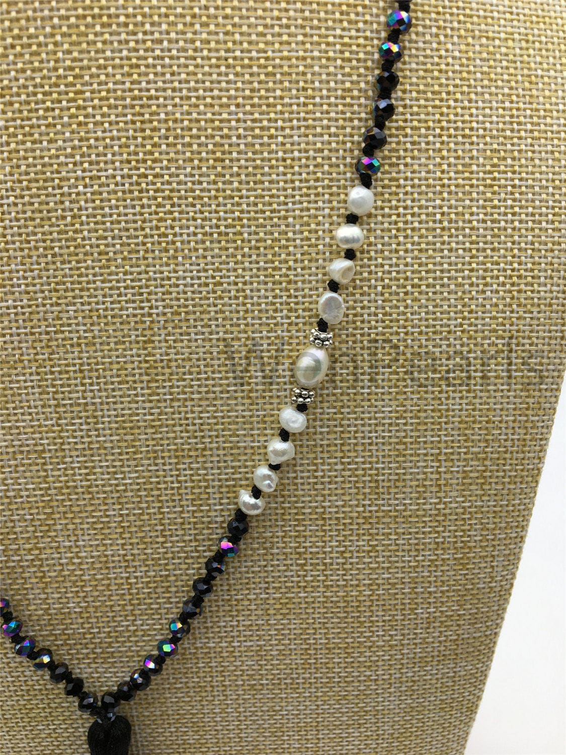 32'' pearl and crystal necklace,high luster freshwater pearls,freshwater pearl,rice pearl,wholesale,NPN5-001-1