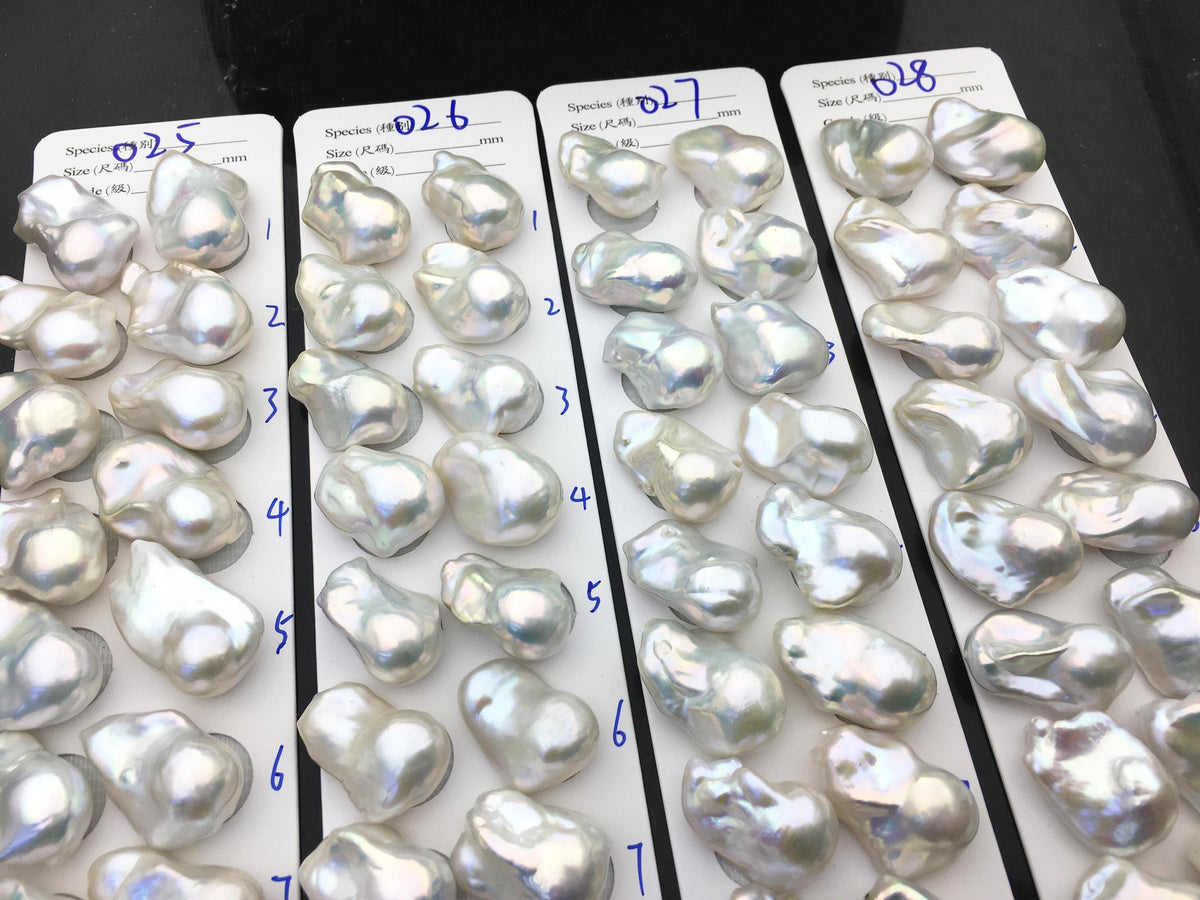 1 pair AAA 15-18x20-27mm White Flame ball Pearl Pairs - large Baroque freshwater pearl pairs,Fire Ball Pearl,FL15-3A-8-32